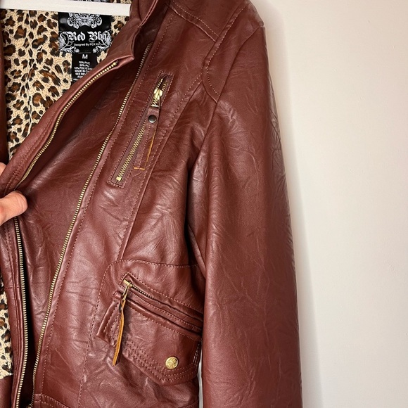 Women’s Faux Leather Jacket Rust/Chestnut/Gorgeous Rich Looking Jacket - Picture 11 of 11